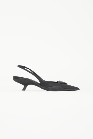 Prada Black Nylon Soft Padded Slingback Heel