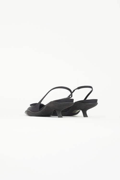 Prada Black Nylon Soft Padded Slingback Heel