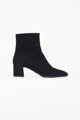 Prada Black Suede Ankle Heeled Boot