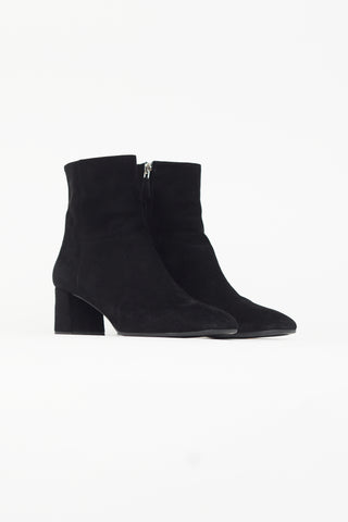 Prada Black Suede Ankle Heeled Boot