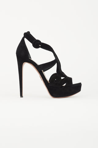 Prada Black Suede Baroque Platform Heel