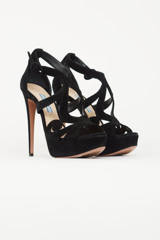 Prada Black Suede Baroque Platform Heel