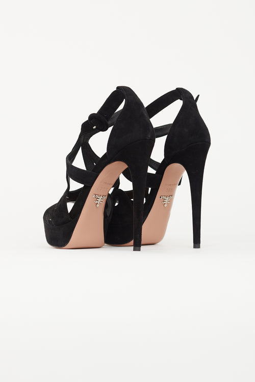 Prada Black Suede Baroque Platform Heel