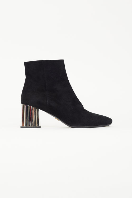 Prada Black Suede Mirror Heel Boot