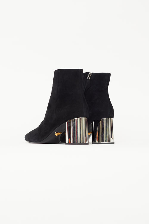 Prada Black Suede Mirror Heel Boot