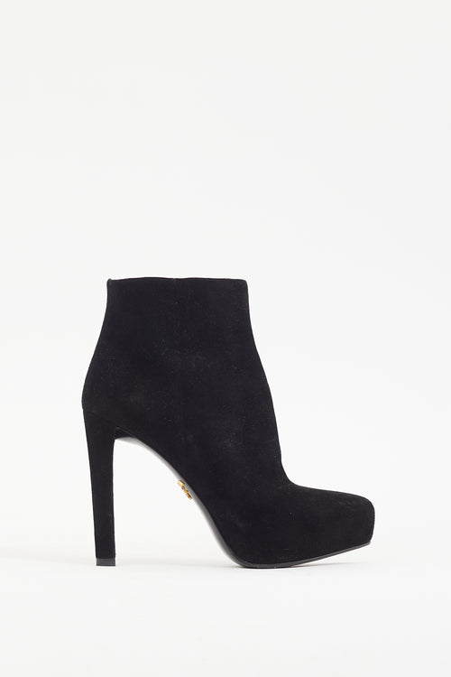 Prada Black Suede Pointed Boot