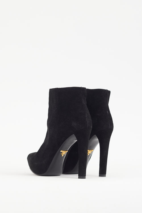 Prada Black Suede Pointed Boot