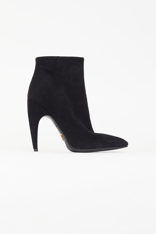 Prada Black Suede Pointed Toe Boot