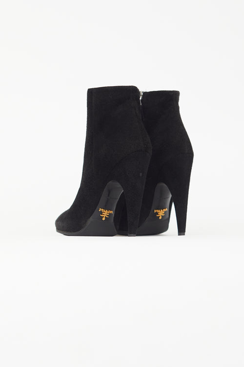 Prada Black Suede Pointed Toe Boot