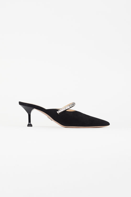 Prada Black Suede Pointed Toe Heel