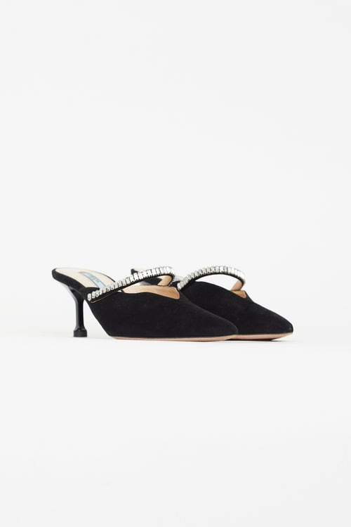 Prada Black Suede Pointed Toe Heel