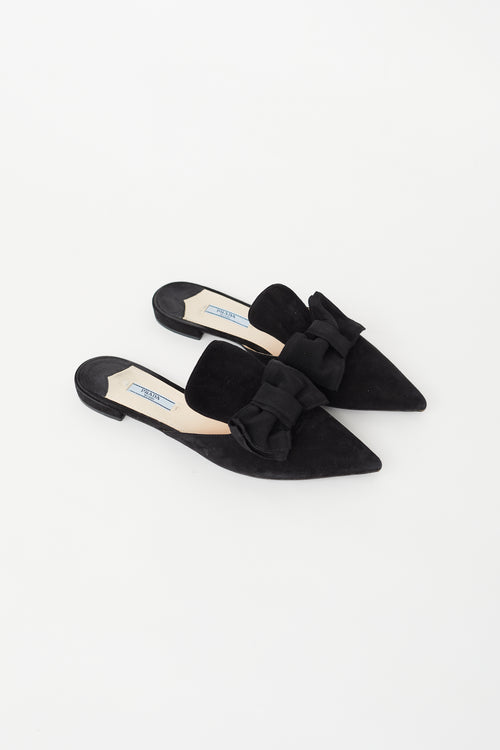 Prada Black Suede Pointed Toe Mule