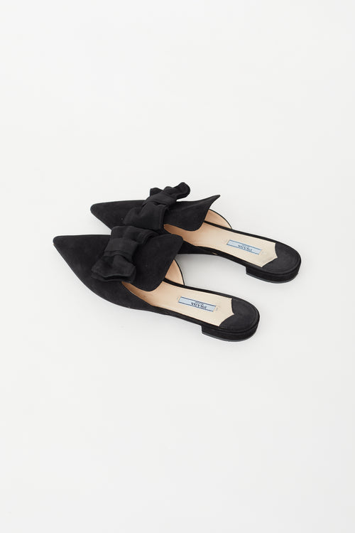 Prada Black Suede Pointed Toe Mule