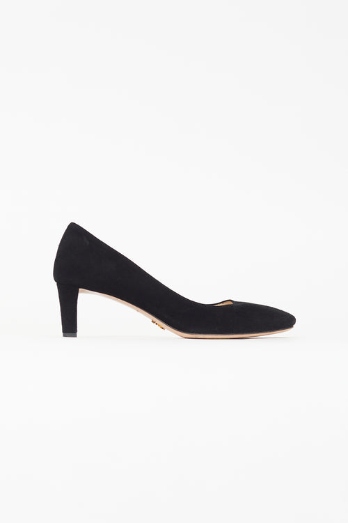 Prada Black Suede Square Toe Pump