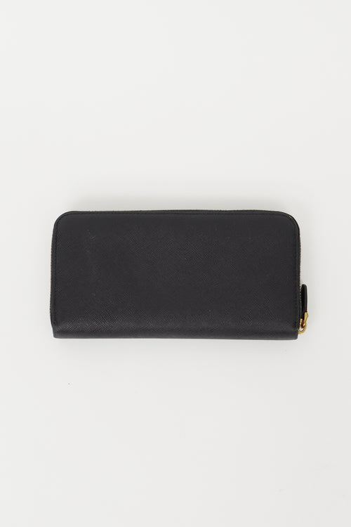 Prada Black 
Gold Saffiano Large Wallet