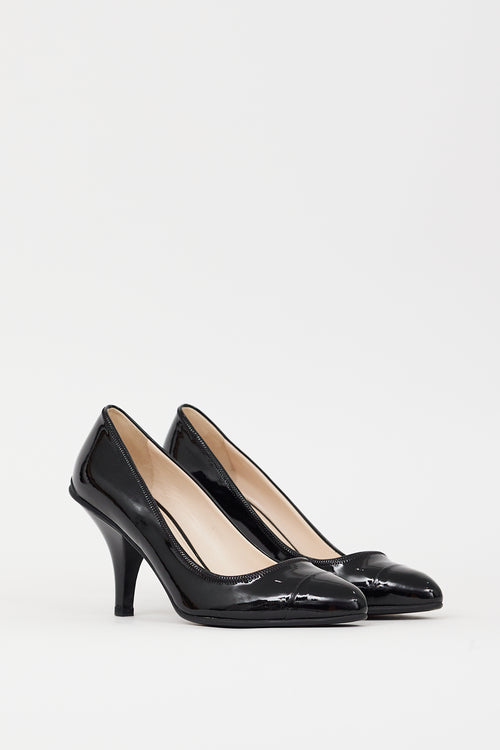 Prada Black Patent Leather Almond Toe Pump