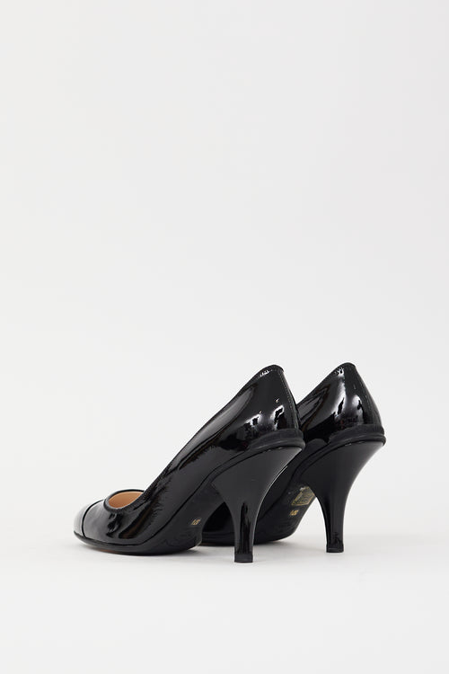 Prada Black Patent Leather Almond Toe Pump