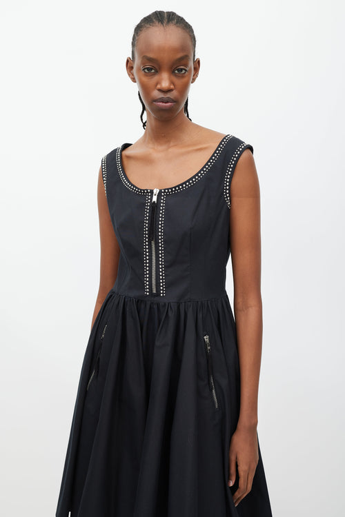 Prada Black 
Silver Studded Mini Dress