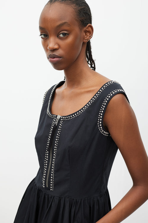 Prada Black 
Silver Studded Mini Dress