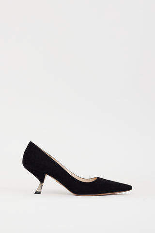 Prada Black Suede Pointed Toe Pump