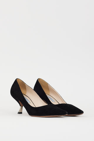 Prada Black Suede Pointed Toe Pump