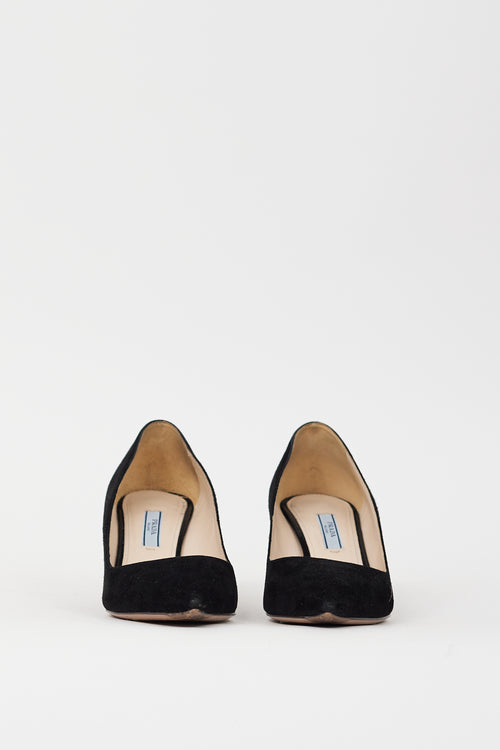 Prada Black Suede Pointed Toe Pump