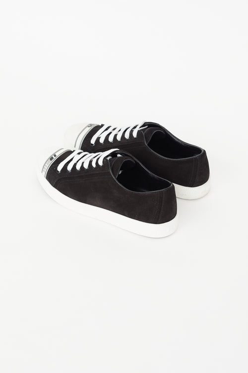 Prada Black 
White Suede Sneaker