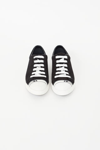 Prada Black 
White Suede Sneaker