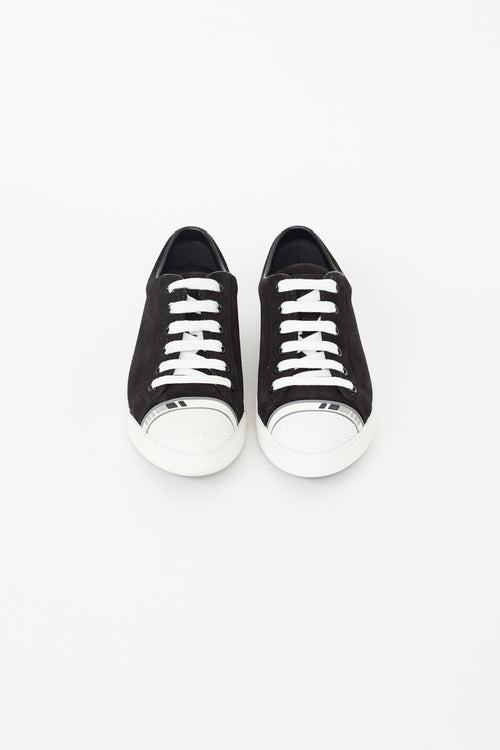 Prada Black 
White Suede Sneaker