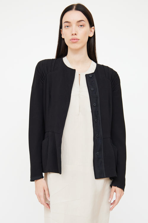 Prada Black Raw Hem Belted Jacket