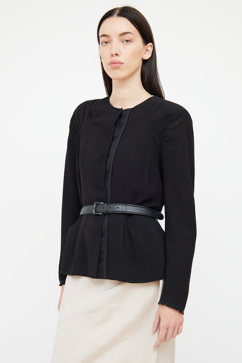 Prada Black Raw Hem Belted Jacket