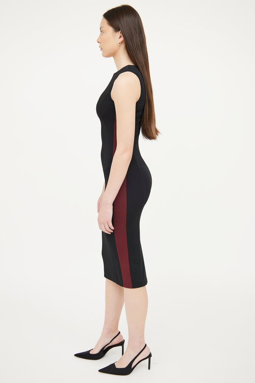 Prada Black 
Burgundy Panel Bodycon Dress