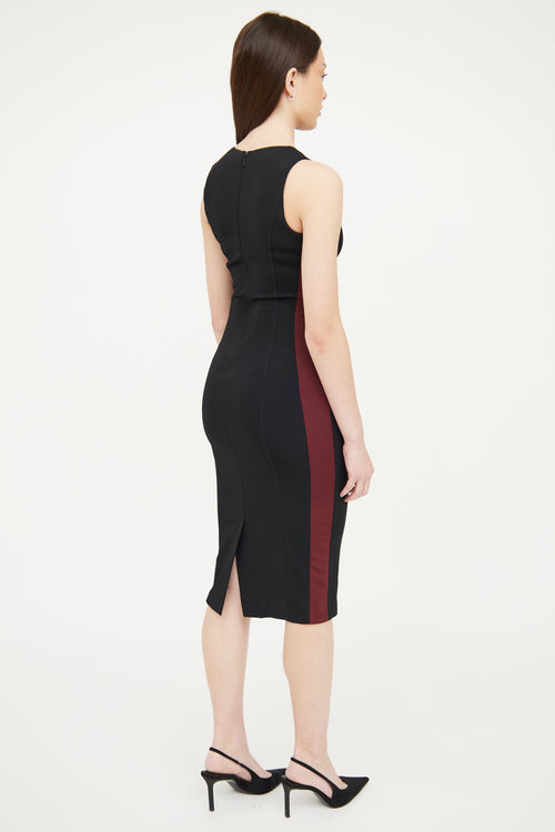 Prada Black 
Burgundy Panel Bodycon Dress