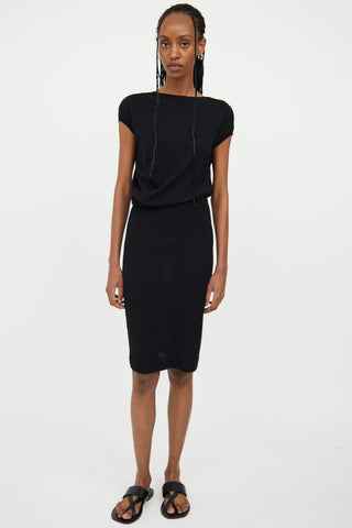 Alexander McQueen Black Wool Sleeveless Dress