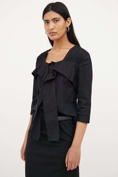 Prada Black Button 
Tie Front Blouse