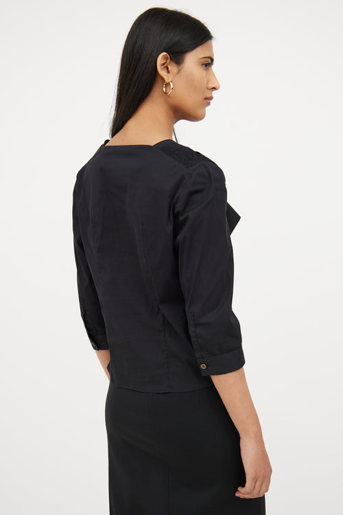 Prada Black Button 
Tie Front Blouse