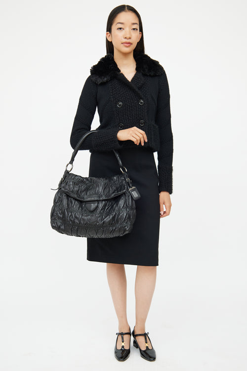 Prada Black Gaufre Shoulder Bag