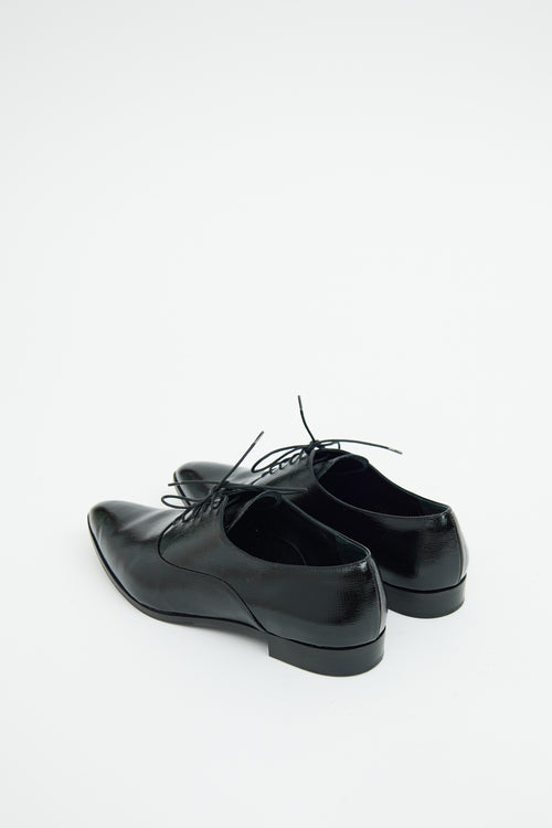 Prada Black Saffiano Leather Pointed Toe Derby