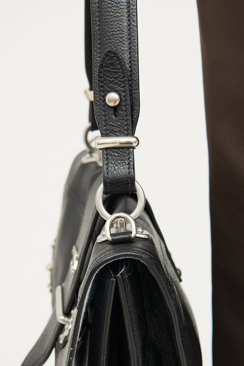 Prada Black Glace Cahier Leather Flap Bag