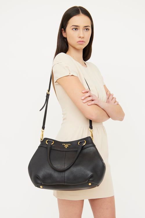 Prada Black Sacca 2 Mancini Shoulder Bag