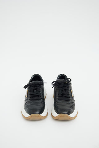 Prada Black 
Brown Prax Leather Sneaker