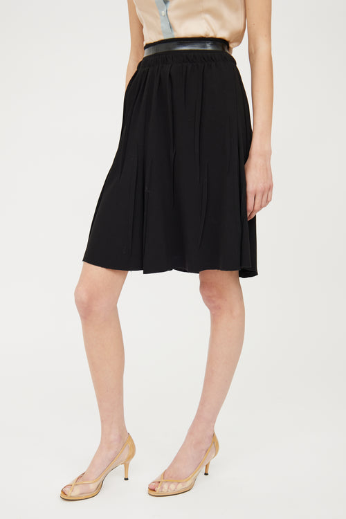 Prada Black Pleated Midi Skirt