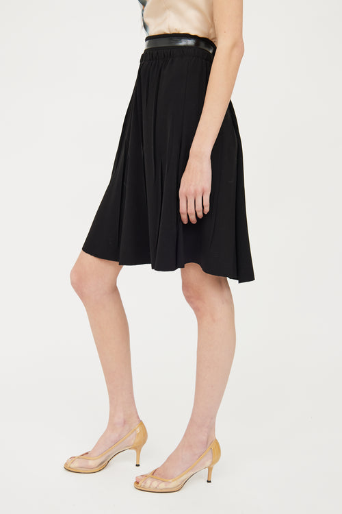 Prada Black Pleated Midi Skirt