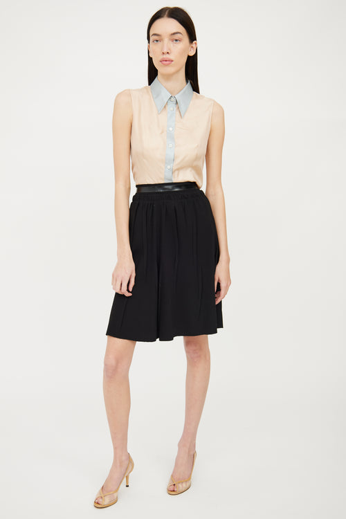 Prada Black Pleated Midi Skirt