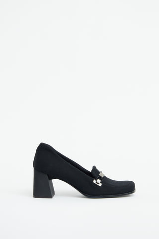 Black Neoprene Heeled Loafer