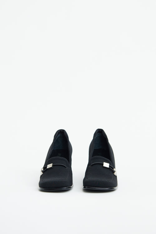 Black Neoprene Heeled Loafer