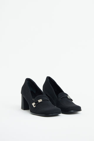 Black Neoprene Heeled Loafer