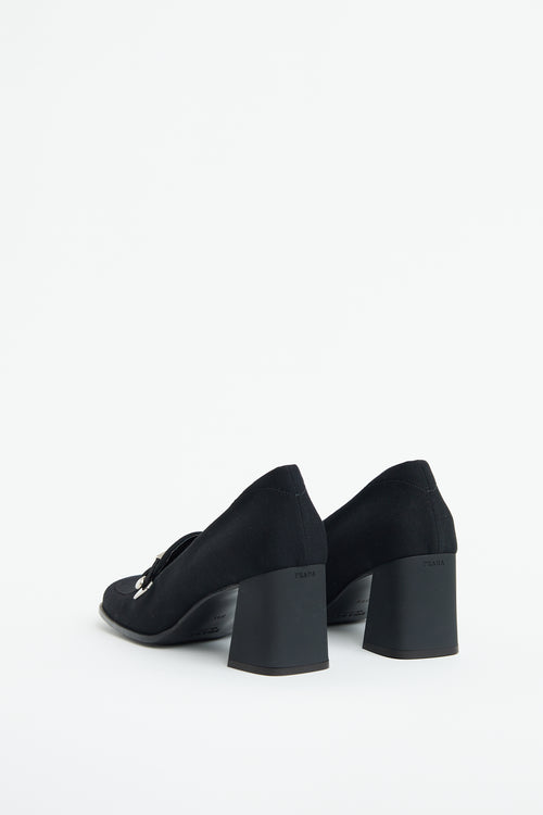 Black Neoprene Heeled Loafer