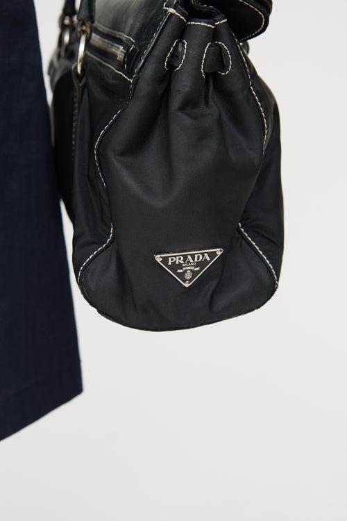 Prada Black Leather 
Nylon Easy Shoulder Bag