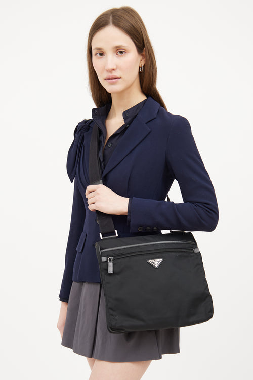 Prada Black Tessuto Saffiano Crossbody Bag